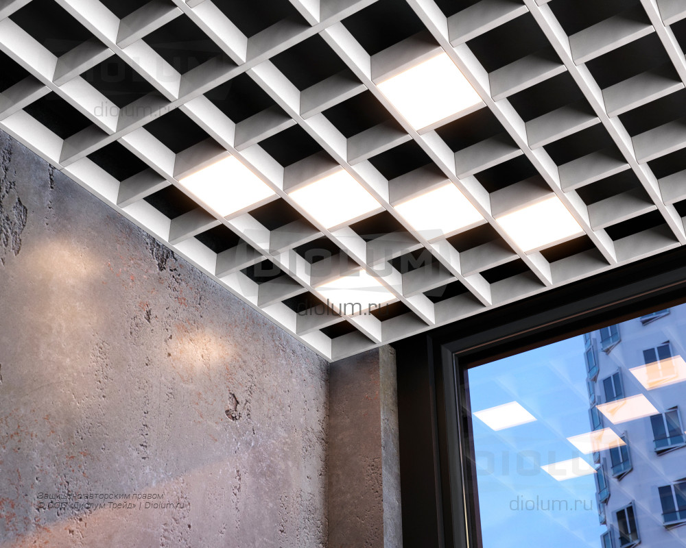 Светодиодный светильник Грильято Домино x6 100х100 33Вт 4000К IP20 белый фото 5