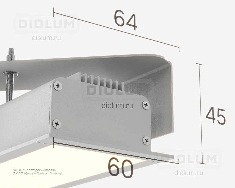 Встраиваемый линейный светодиодный светильник LR63-3000 162Вт 3000К IP20 белый фото 8
