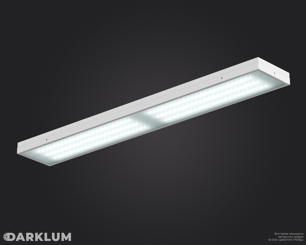 Светодиодный светильник 2х36 52Вт с БАП 2 часа 5000К закаленное стекло IP65 фото 1