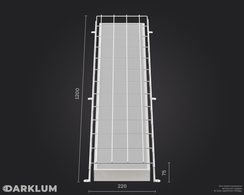 Светодиодный светильник для спортзалов с решеткой 2х36 52Вт 4000К опал фото 2