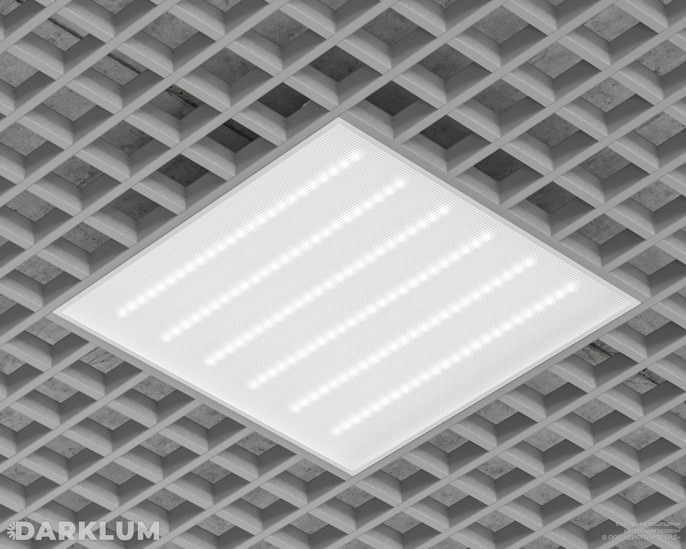 Светодиодный светильник Грильято 585х585 52Вт 5000К призма IP54 фото 1