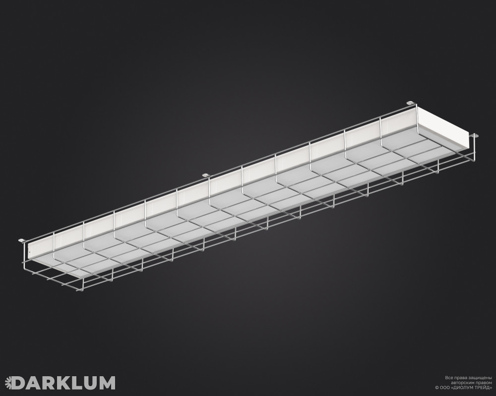 Светодиодный светильник для спортзалов с решеткой 2х36 52Вт 4000К опал фото 1