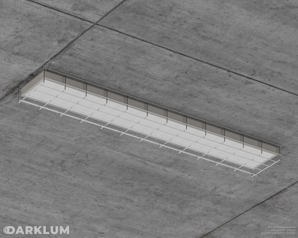 Светодиодный светильник для спортзалов с решеткой 2х36 52Вт 4000К опал фото 3