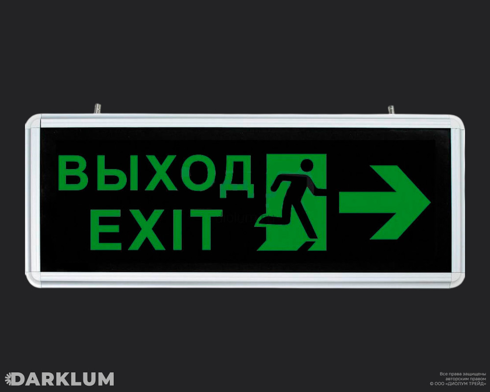 Аварийный эвакуационный указатель "Выход" со стрелкой IP20 фото 1