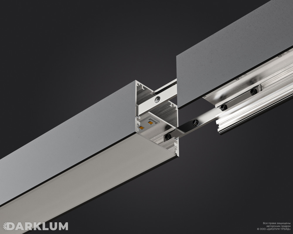 Подвесной линейный светодиодный светильник LP55-1800 49Вт 4000К IP40 серый фото 6