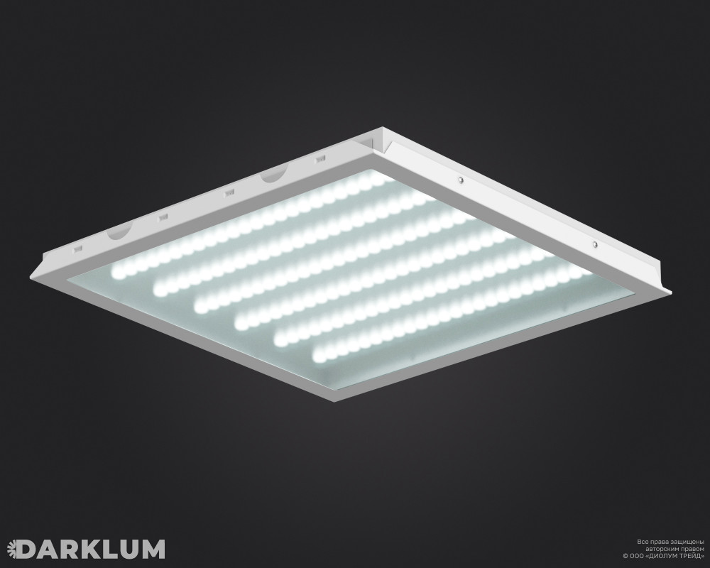 Светодиодный светильник Clip-in (18) 600х600 52Вт с БАП 2 часа 3000К закаленное стекло IP65 фото 1